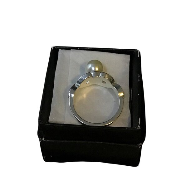 Avon Silver Tone Marquis Leaves Pearl Ring Size 8 (R150 A & B) - Picture 6 of 6